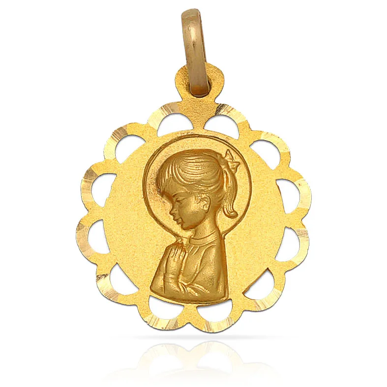 Medalla Oro 18KL Virgen Niña - 17MM